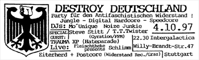 Destroy Deutschland, 04/10/97, Intergalactica, Willy-Brandt-Str. 47, Stuttgart